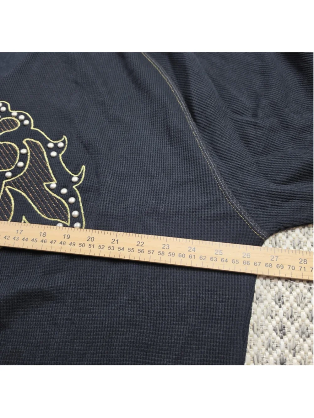 Sean John Waffle Knit Thermal Sweatshirt Black Studded Lion Logo NWT Men’s XXXL